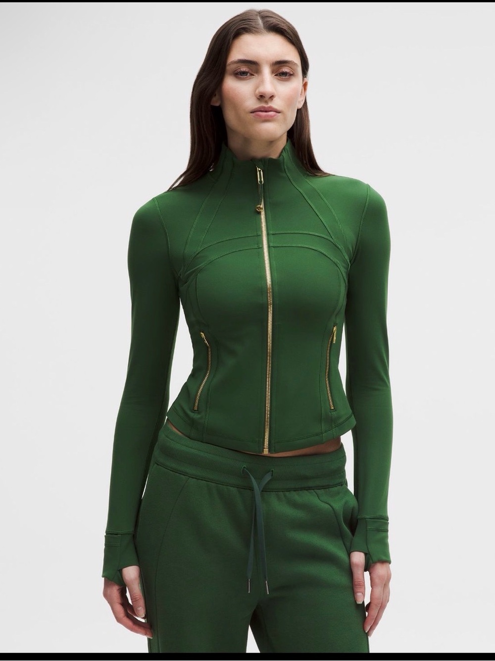 Lululemon NWT Define Crop Ivy Green + gold